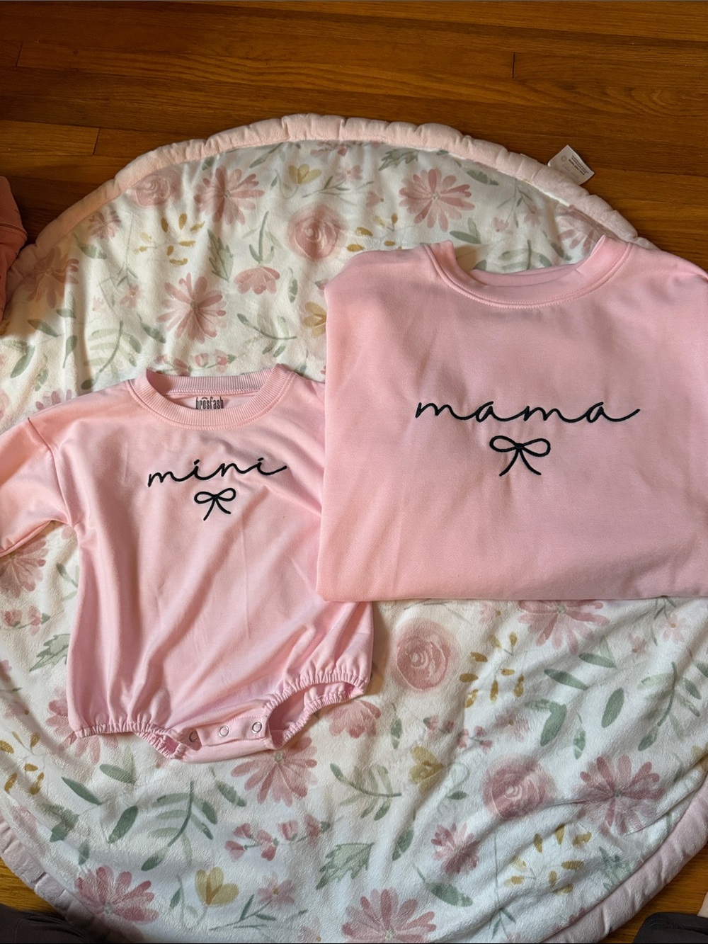 Pink "Mini" Matching Baby Pajama Romper - Soft Pink Baby Sleepwear